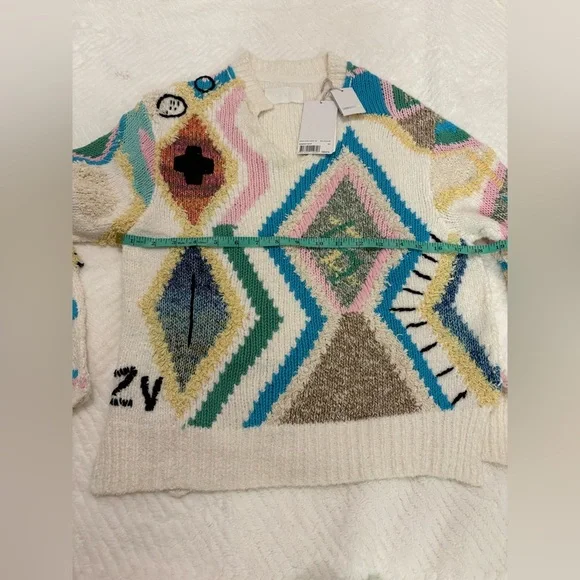 Zadig & Voltaire Sonny Kilim Carpet Intarsia Multicolor Sweater Size XS - Picture 7 of 11